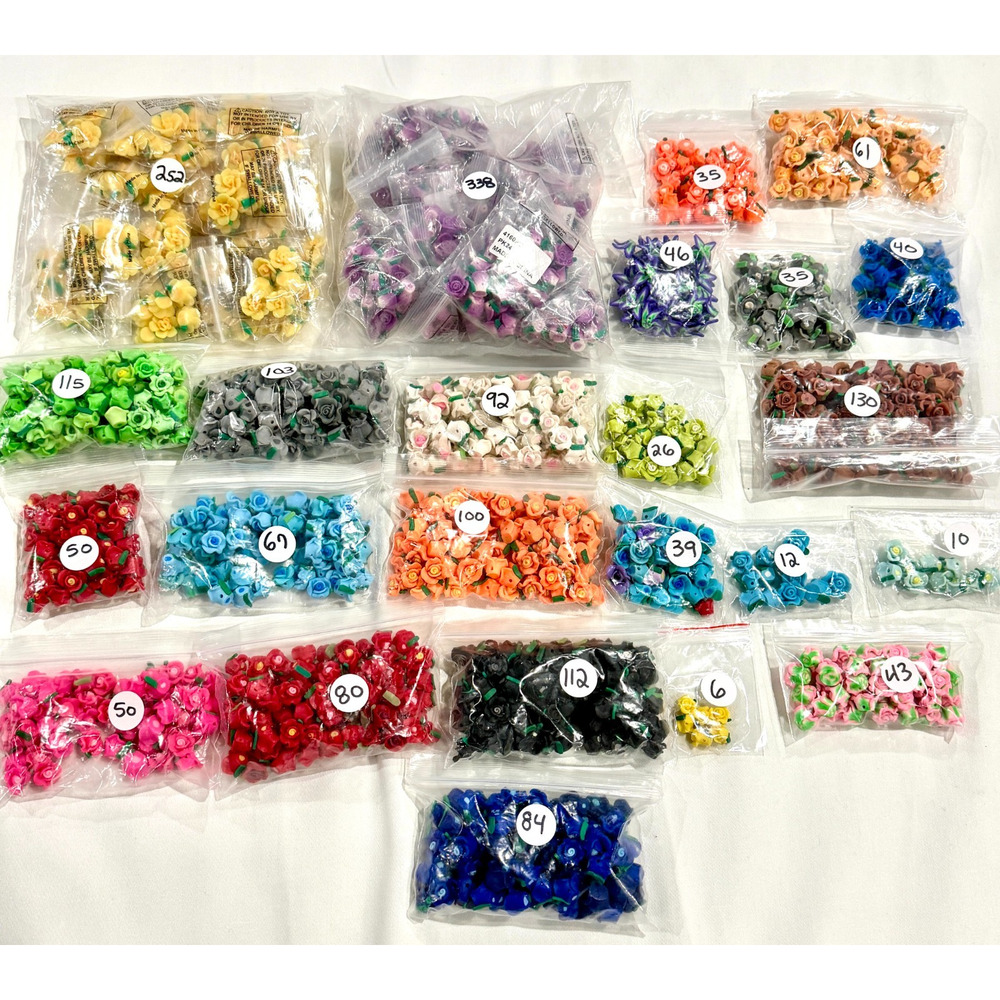 HUGE Lot of 1,925 Pcs of 10mm-20mm Mixed Polymer Clay Flower Loose Craft Beads